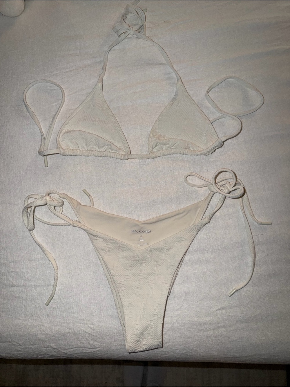 Blackbough | White Textured Tie Bikini Set